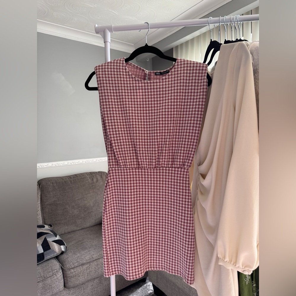 Zara Red Gingham Midi Dress